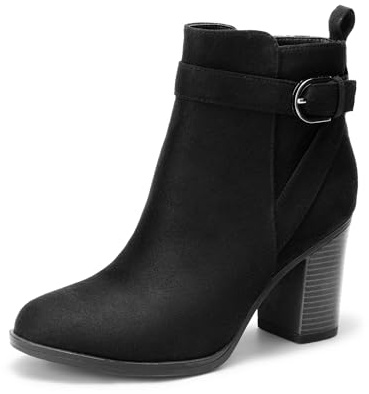 DREAM PAIRS Women's Boots Chunky Heel Ankle Booties Shoes,Size 6.5,Black-Suede,SDAB2431W