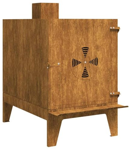 vidaXL Estufa de Camping de Acero corten 35x50x60 cm, Estufa portátil, Estufa de Campamento, Estufa de leña para Acampar, Estufa de Exterior