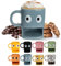 Fisura – Taza original para regalar “ojos”. Taza con soporte para galletas azul. Taza de cerámica con hueco para galletas. Taza con capacidad de 240 ml.