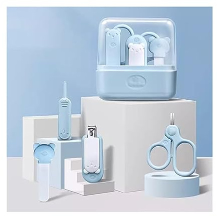 Set de manicura, Kit de uñas for bebés, juego de cuidado de uñas for bebés 4 en 1 con lindo estuche transparente, cortaúñas for bebés, tijeras, lima de uñas y pinzas, for recién nacidos, bebés, niños