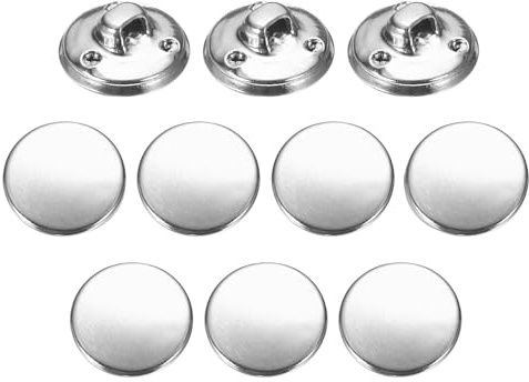 Sourcing Map 10pcs Metal Antiqued Button 15mm Round Brass Shank Replacement for Men Women Blazer Suit Woolen Coat Shirt Jacket Trousers Sewing Crafts, Silver