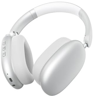 SLuB Auriculares inalámbricos Bluetooth 6.1, Diadema Plegable, Nueva versión 2025, cancelación de Ruido ANC, latencia ultrabaja, conexión automática sin Cables.（Plateado）