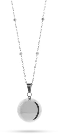 Louis Ciocchetti Collana Chiama Angeli Gravidanza Lunga, Regalo Speciale Donne Incinta come Porta Fortuna, Richiamo degli Angeli con Ciondolo Dolci Suoni, Acciaio Anallergico (Argento)