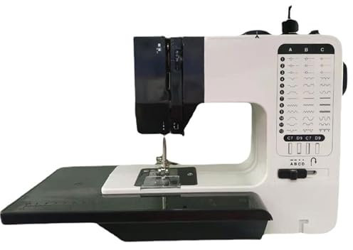 UUE Nähmaschine Anfänger mit Anschiebetisch, 12 Programme & 38 integrierten Sticharten Nähmaschine mit Fußpedal, Strom und Batteriebetrieb, Zuhause, LED Licht, Vor und Rückwärtsautomatik, Weiß