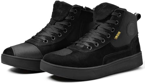 RIDEIRON Chaussure Moto Homme Femme Conforme CE Bottes Moto | Semelles épaisses Antidérapantes,Imperméables Respirantes avec Soutien la ChevilleFermetures à Glissière Latérales