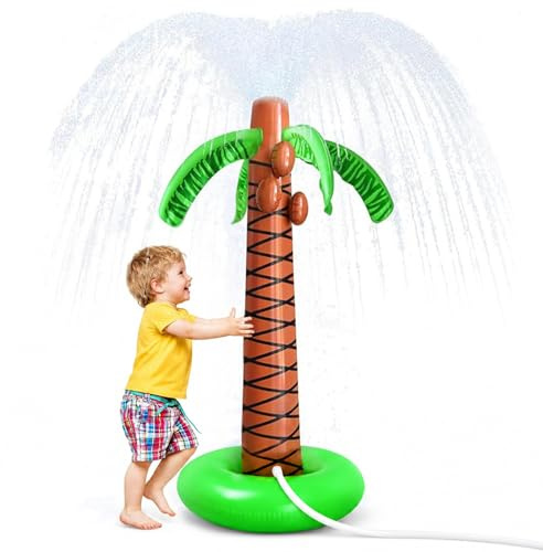 ZoneYan Giocattolo Gonfiabile Palma Cocco Spruzza Acqua, Giochi Estivi, Giochi d Acqua da Giardino, Gioco Estivo Giardino All'Aperto, Palma da Cocco Gonfiabile che Spruzza Acqua, Spruzzino Acqua