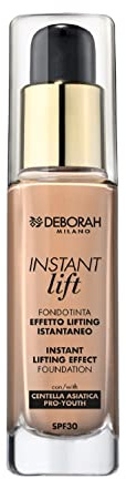 Deborah Fondotinta Instant LIft N.04 Apricot SPF30, Lunga Tenuta, Effetto Lifting, Texture fluida e leggera, con Polveri Soft Focus che donano Radiosità Istantanea