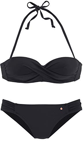 s.Oliver Damen Bügel-Bandeau-Bikini wattierte Cups, abnehmbare Träger, seitliche Raffung, softe Microfaser für vielseitige Looks am Strand