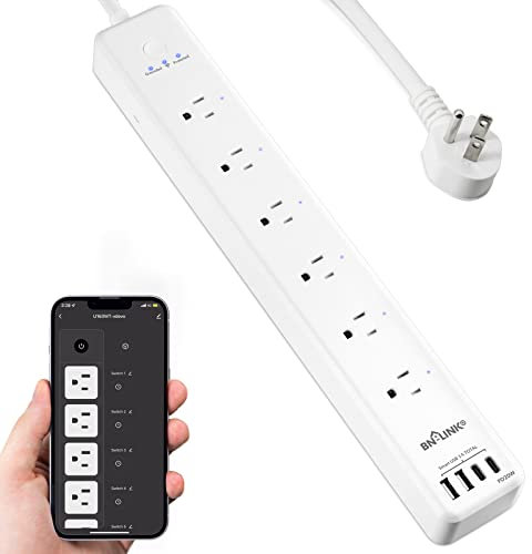 BN LINK Smart Plug Power Strip，Surge Protector with 6 Individually Controlled Smart Outlets, 4 USBs (incl. 20W USB-C), Compatible with Alexa and Google Home