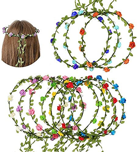 Blume Krone,10 Stück Haar Garland,Blumenkranz Haare,StirnBand Blumenkranz,Haar Blumenkranz Braut,Blumenkranz Blume Krone Stirnband,Haarband Blumen Hochzeit （A）