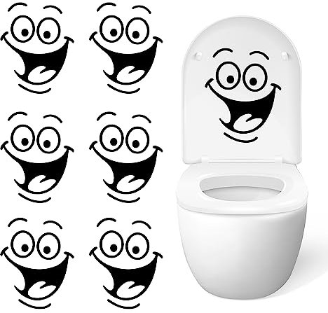 Adesivi per Toilette 6 Fogli Sticker Wc Divertente Rimovibili Adesivi per WC Impermeabile Adesivo per Coperchio Wc per Bagno e Cucina Frigorifero Decor