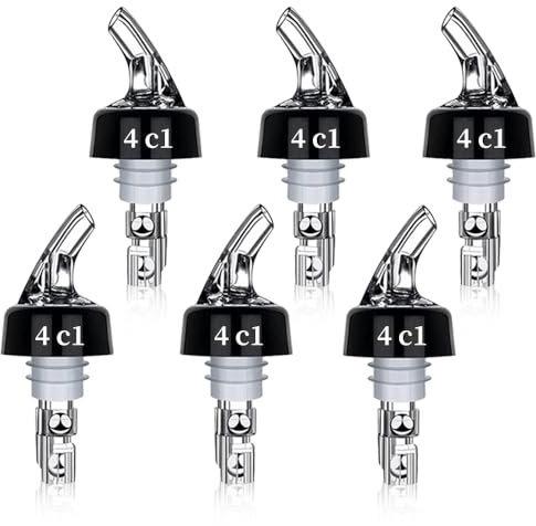 Aoreun Dosierausgießer Bar Portionierer Spirituosen, 6 Stück 4cl Flaschenausgießer dosierhilfe Automatische Messflaschenausgießer für Cocktails, Wein & Schnaps