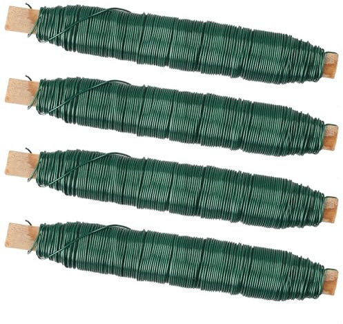 4 Garten Draht zum Basteln, Grün Blumendraht Verzinkt, Bindedraht Pflanzen, Fein, Reißfester Blumendraht Grün, Pflanzen Draht Adventskranz Binden, Geschmeidigkeit Floristendraht zum Blumen und Pflanz