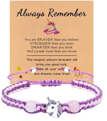 Ruzister Einhorn Kinderarmband verstellbar, Freundschaftsarmbänder für Mädchen, Geburtstagsgeschenke Teenies, Glücksarmband Kinder, Schmuck für Mädchen mit Karte