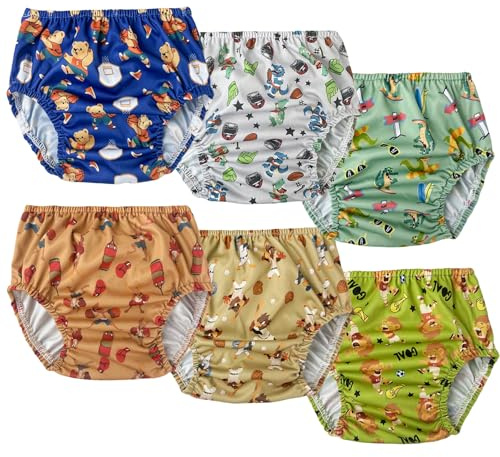 BISENKID 6 Packs Rubber Pants for Toddlers Rubber Training Pants for Toddlers Good Elastic Waterproof Diaper Cover Boy 2t
