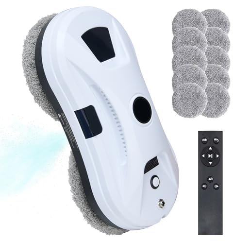 Umelee Fensterputzroboter mit Wassersprühfunktion, Fensterreiniger Roboter mit 2800 Pa Saugleistung, 10 Putztüchern, für Innen- und Außenfenster