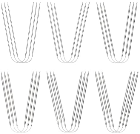 18 agujas circulares de ganchillo de acero inoxidable, agujas de tejer circulares de 2 mm/2,5 mm/3 mm/3,5 mm/4 mm/4,5 mm, ligeras y redondas de metal para calcetines, guantes y mangas