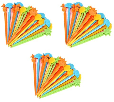 THXFUNAREA Tenedores Aperitivo Tenedores Fruta Palillos Decorativos Multicolor Disenos Divertidos Plastico Cocktail Postre Buffet Fiesta 60 Piezas