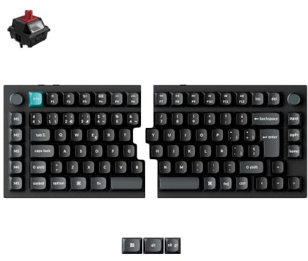 Keychron Q11 Ultra 8K Teclado Dividido, 75% ISO-ES Layout, Tasa de Sondeo de 8000 Hz, Teclado Inalámbrico Ergonómico Español para Mac, Windows y Linux, Interruptores Keychron Silk Pom Rojos