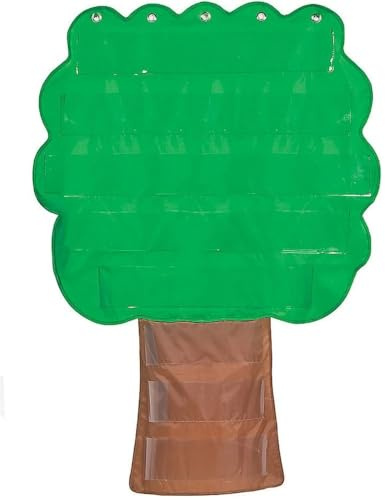 Fun Express Tree Pocket Chart – Over 3 Feet Tall with 8 Large Pockets – Teacher Child Educational Activities Classroom Organization – Learning Visual Aids Daily Schedules Interactive Display – 1 Piece