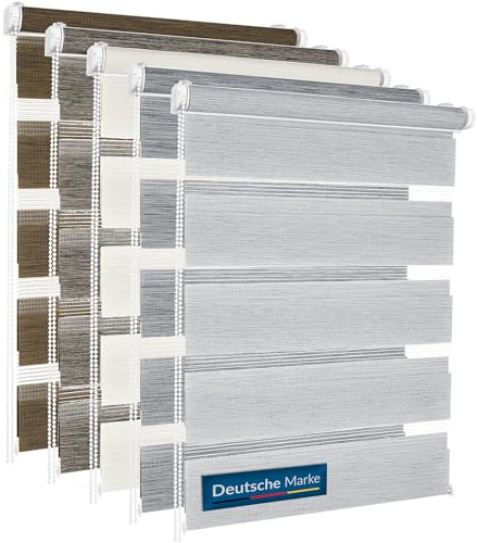 TEXMAXX® Doppelrollo Klemmfix ohne Bohren - 60 x 220cm (Stoffbreite 56 cm) - Leinen Beige/Rollos für Fenster ohne Bohren/Fensterrollo innen ohne Bohren/Doppelrollo ohne Bohren inkl. Zubehör