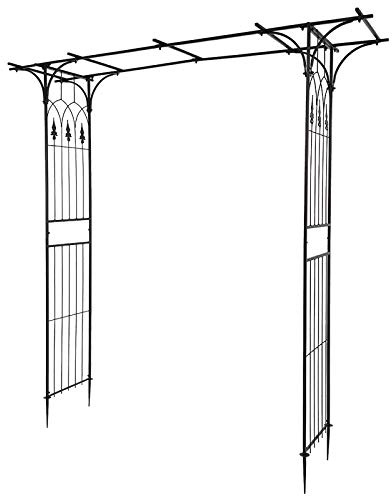 VINGLI Garden Arbor, Arch Archway for Wedding Ceremony Party, Steel Garden Trellis for Plant Climbing, Christmas Decorations Pergola for Backyard, Lawn (Black)
