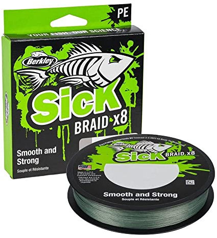 Berkley Sick Braid – 8-fach geflochtene Angelschnur, super glattes 8-fach Multifaden PE Raubfischgeflecht, Angelschnüre 150-300 m zum Süßwasser- oder Salzwasser-Meeresangeln