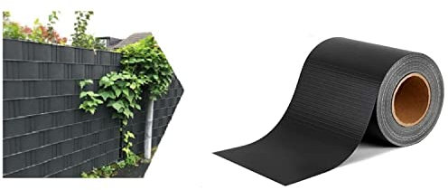 Toilinux.com Brise-Vue - Pare-Soleil - Occultant Clôture en PVC 450 g/m² - 70 m x 19 cm - 70 Clips de Montage - Gris Anthracite
