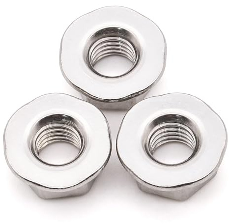 (20 PCS) M8-1.25 Hexagon Flange Nuts with Non-Serrated Flange Washer Head, 304 Stainless Steel, Hex Drive, Full Thread