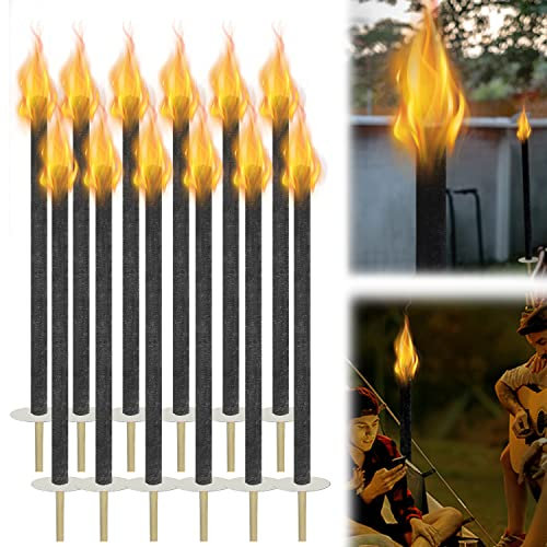 TRMLBE Torce per Esterni 10 Pezzi Torce in Cera Naturale Tempo di Combustione 100 min Torce per Escursioni con Manico Extra Lungo, per Giardino, Escursioni, Fuochi da Campo