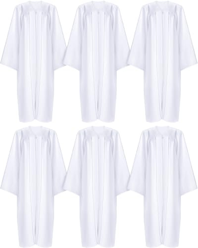 Toulite 6 Pcs Unisex Matte Choir Robes for Baptism Church Confirmation Pulpit Graduation Gown Pastor Judge Costume Adults, White, Size 57