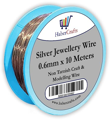 0.6mm Silver Jewellery Wire Tarnish Proof Brass Bendable Metal Wire for Jewellery Making Sculpting Modelling Crafts Wire Weaving & Wrapping (0.6mm - Silver - 22 Gauge - 1 Spool - 10 Meters)