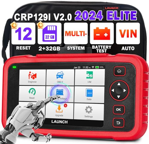 LAUNCH OBD2 Scanner CRP129i V2.0 Diagnostic Tool, Car OBD-Scanner with 4-System (ENG/ABS/SRS/AT) and 12 Reset Function (DPF Regen/ABS/TPMS/Oil/EPB/SAS/BMS/AF/Adblue/Injector/Throttle/Brake reset)