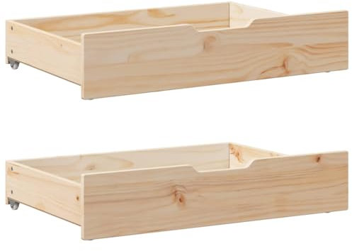 vidaXL Cajones Debajo de Cama con Ruedas 2 uds Madera Maciza de Pino