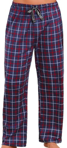 MIA LUCCE Pantalon de pyjama long à carreaux pour homme en coton flanelle respirant Pantalon de pyjama pour homme Pantalon de pyjama long en coton avec cordon de serrage S-XL, M