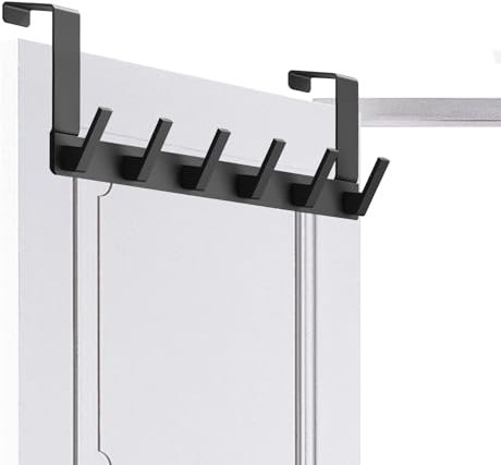 Herbst Türhaken zum Einhängen, Türgarderobe Schwarz mit 6 Haken, Aluminiumlegierung Kleiderhaken Tür, Türgarderobe zum Einhängen Jackenhalter Garderobenhaken (Black)