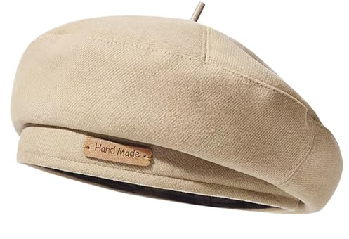 MESU Women's Beret Hat Classic Winter Beret Painter's Hat Beige