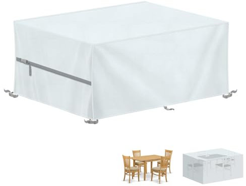 LAMUNI Funda Mesa Exterior Impermeable Cubierta de Mesa de Jardín, 150x90x75cm Funda para Muebles Cubierta de Muebles de Jardín, 420D Tela Oxford Fundas Protectora para Mesas y Sillas de Jardin