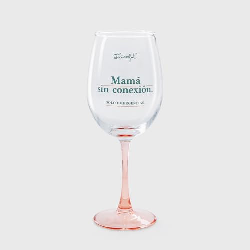 Mr.Wonderful - Copa de vino - Mamá sin conexión, Solo emergencias - Copa de vino de vidrio, con mensaje dirigido a madres - Capacidad: 47 cl - Regalo Día de la Madre