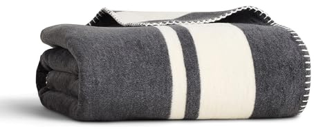 Preston Lane Highrise Throw Blanket – 50 x 70, Premium Soft Cotton Blend, Soft Fluffy Blanket Throw in for Couch, Bed, Boho Home Décor & Cozy Warmth, Made in Portugal, Slate