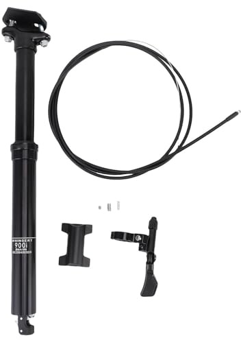 Fockety Tija Telescópica de 30,9mm X 395mm de Largo y 125mm de Ancho, Tija Telescópica Hidráulica con Palanca Remota y Kit de Cable, Tija de Sillín con Suspensión para Bicicleta
