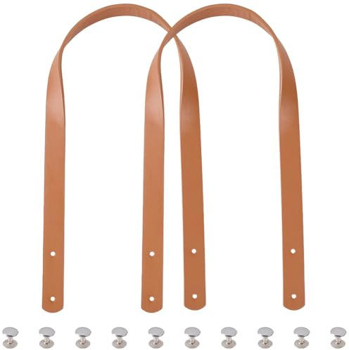 CALFOVERA 2 pz 60cm PU Tracolla In Pelle con Rivetti Da Cucire su Manici per Borsa Trapuntati Cinturino In Pelle Cinturino di Ricambio Manico All'Uncinetto Sottobraccio per Riparazione Borse(Cammello)