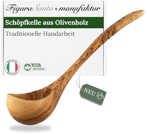 Figura Santa Schöpfkelle Olivenholz- hochwertige Suppenkelle, Schöpfkelle, Saunakelle aus Italien, handgefertigt seit 1988 (30cm)