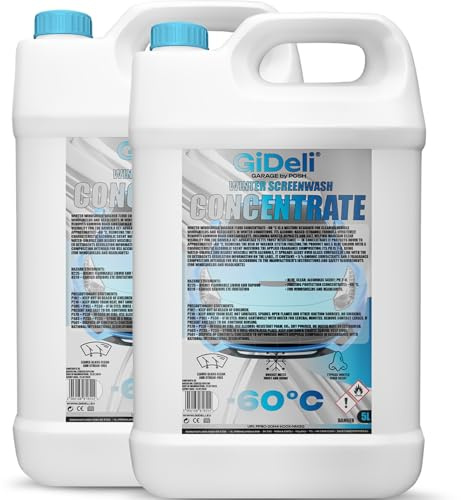 GiDeli Protezione antigelo concentrato 2 x 5 l – antigelo -60 °C – acqua detergente per parabrezza invernale