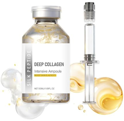 Deep Collagen Silk Peptide Lifting Ampoule Serum，Korean Facial Essence,Firming Wrinkle-Smoothing Hydrating，Non-Greasy Gentle Formul 50ML/1.69FL.OZ