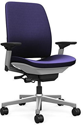 Steelcase Amia Task Chair: Platinum Frame/Base - 4 Way Adjustable Arms - Hard Floor Casters
