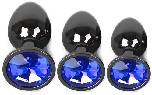 3PCs Plug anal,plug anal femenino principiante gris oscuro,Sextoys en acero metal para hombre u hombre gay para principiantes y parejas