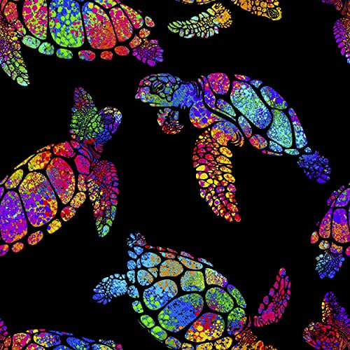 HEKO PANELS Oxford Wasserdichte Meterware Canvas Polyester Stoff Zum Nähen, Möbel- und Dekostoffe, Handwerken, Wasserabweisend, Blickdicht, Schildkröten Bunt, 2 Meter 155 x 200 cm