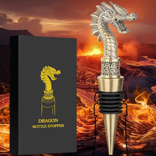 LKKCHER Dragon Head Wine Stopper, Bottle Opener, Wine Gifts for Men, Bronze