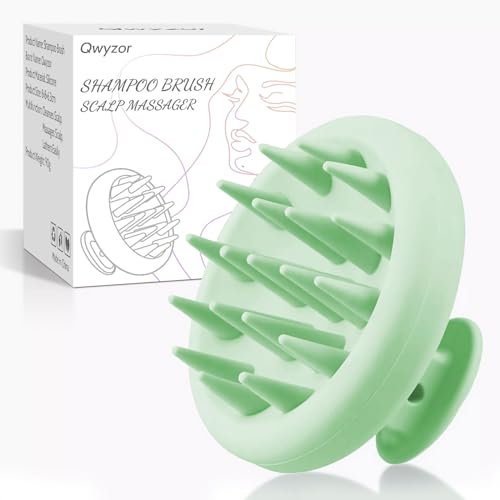 Kopfhaut Massagebürste Kopfmassage Bürste - Massagebürste Haare Stimulieren das Haarwachstum, Silikon Kopf Massage Shampoo Bürste [Nass&Trocken], Haarmassagebürsten Reduziert Schuppen, Grün